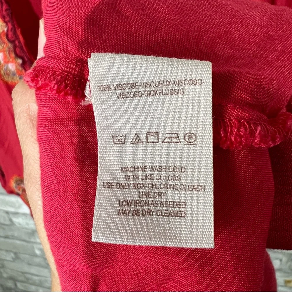 Free People Women's Small Cora Mini Dress Red Floral Embroidery Flutter Sleeve - Picture 14 of 15